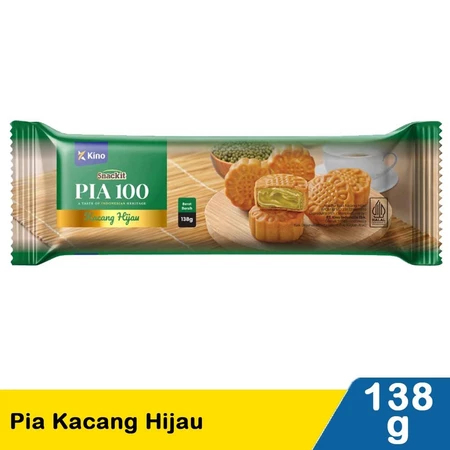 Pia 100 Kue Pia Rasa Kacang Hijau Kemasan Isi 138 Gram Cemilan Kue Kering