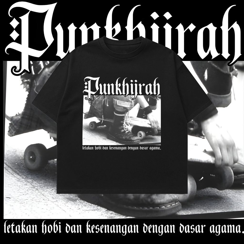 Kaos Dewasa PUNK HIJRAH - Kaos gaul keren lengan pendek T shirt hitam pria Distro Murah Baju kaos Pr
