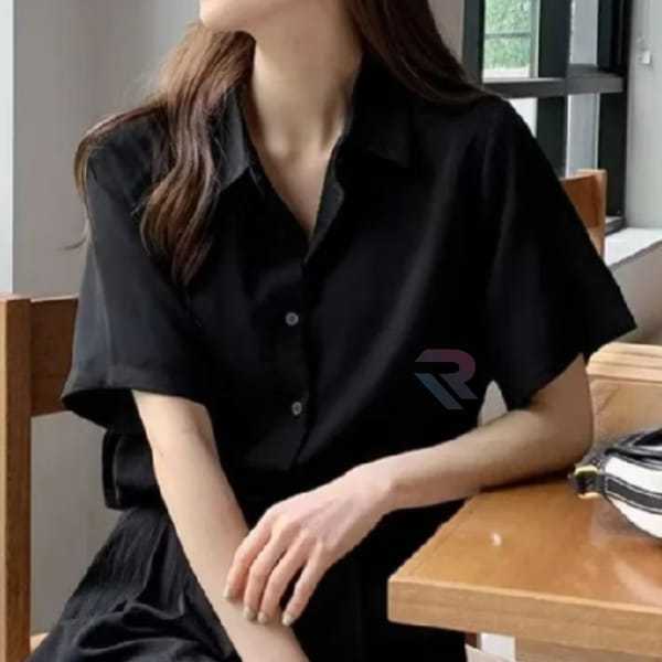 Baju Kemeja Wanita Pendek Kemeja Sage Navy Army Kemeja Atasan Pendek Wanita Kasual