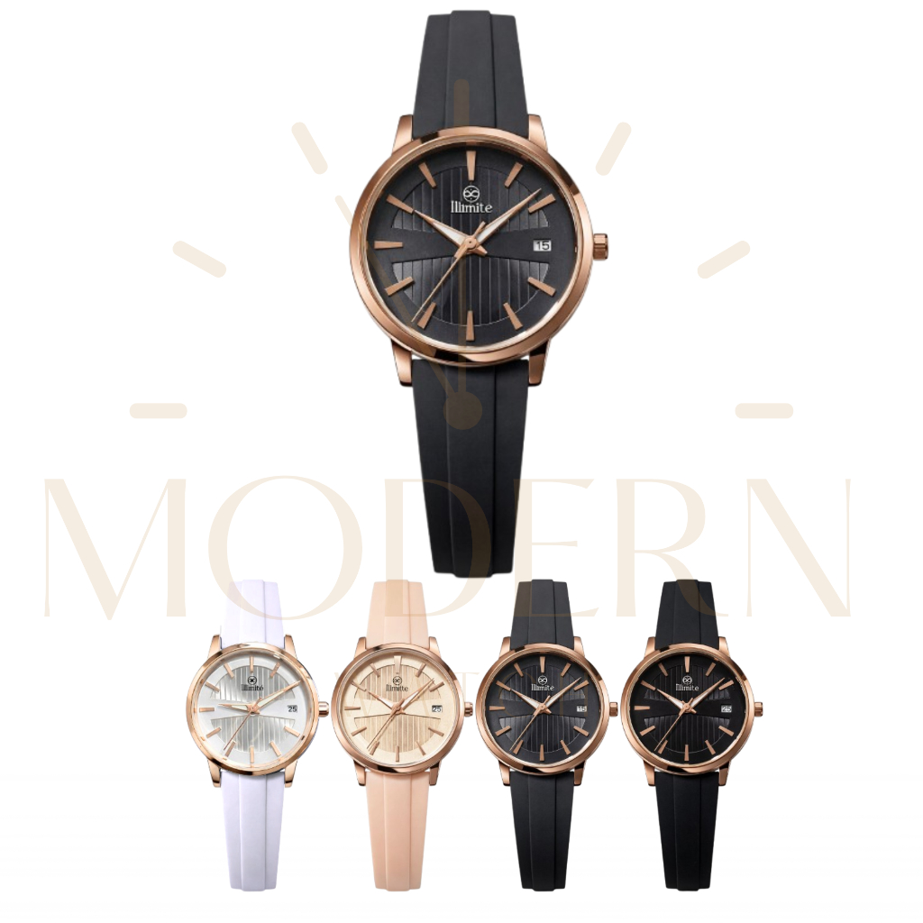ILLIMITE 8623 JAM TANGAN WANITA BRANDED ORIGINAL TALI KARET ELEGAN FASHION KEKINIAN JAM TANGAN KOREA