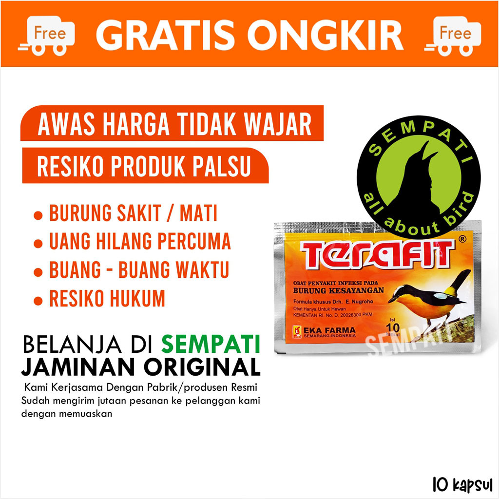 SEMPATI Terafit Eka Farma Obat Burung Mencret Kurus Nyilet Sakit Pilek Lesu Ngantuk Obat Lovebird Ke