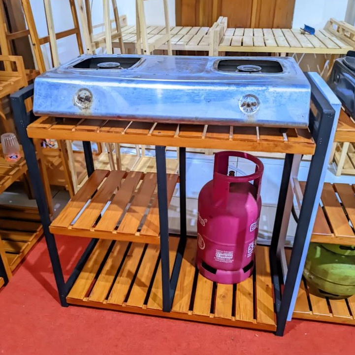 Rak Kompor/Galon/Rice Cooker 3 Susun Bahan Kayu Kokoh, mudah dirakit - Fungsional dan Serbaguna