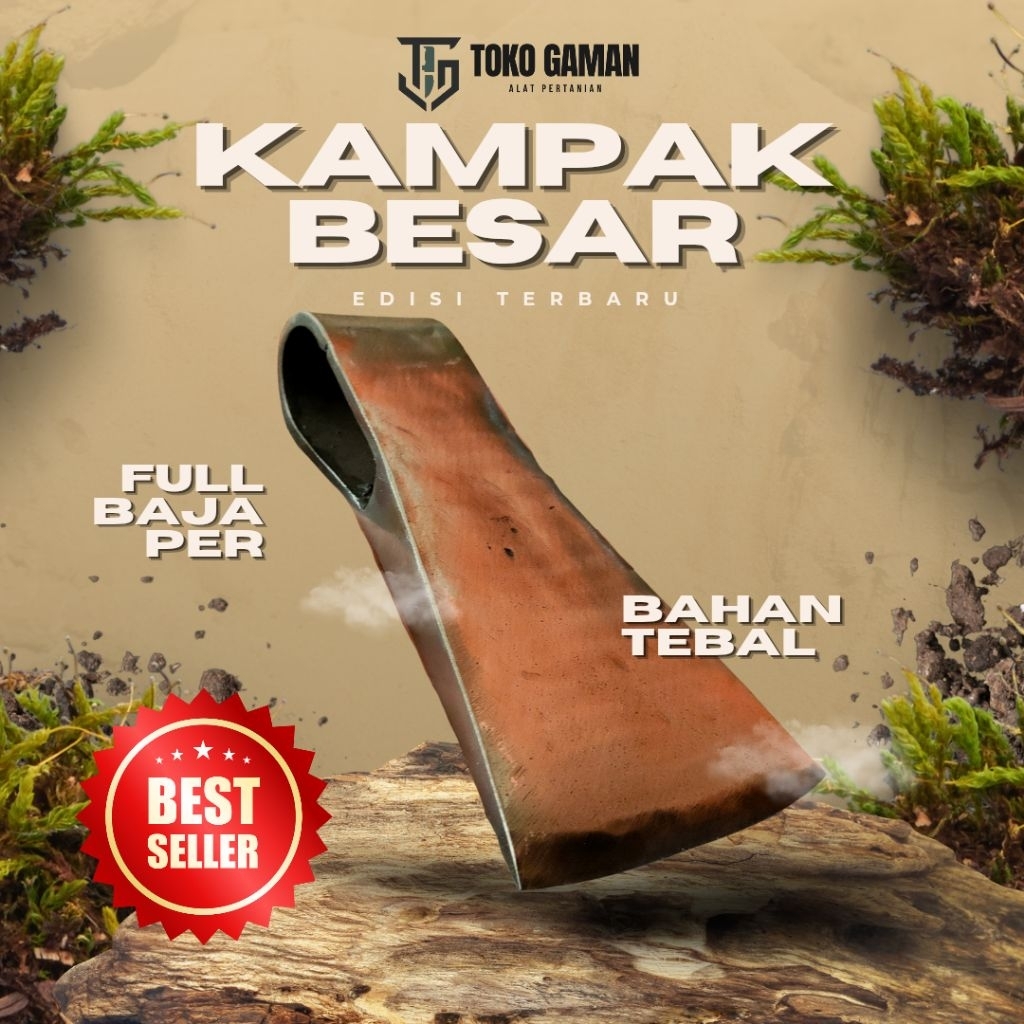 pecok / kampak besar bahan baja buat belah kayu ukuran 9x19 cm