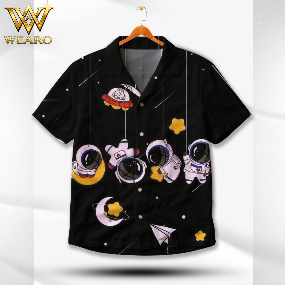 WEARO Kemeja Printing Motif Astronot Galaksi Malam Ancient Egyptian Art Golden Pharaoh Mask – Atasan