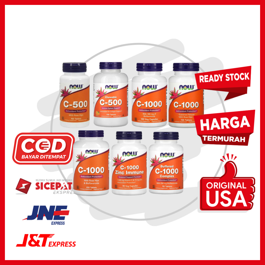 NOW Vitamin C 500 C 1000 IU C 1000 Buffered Complex Tablet Capsules Chewable - Vitamin Imun Kesehata