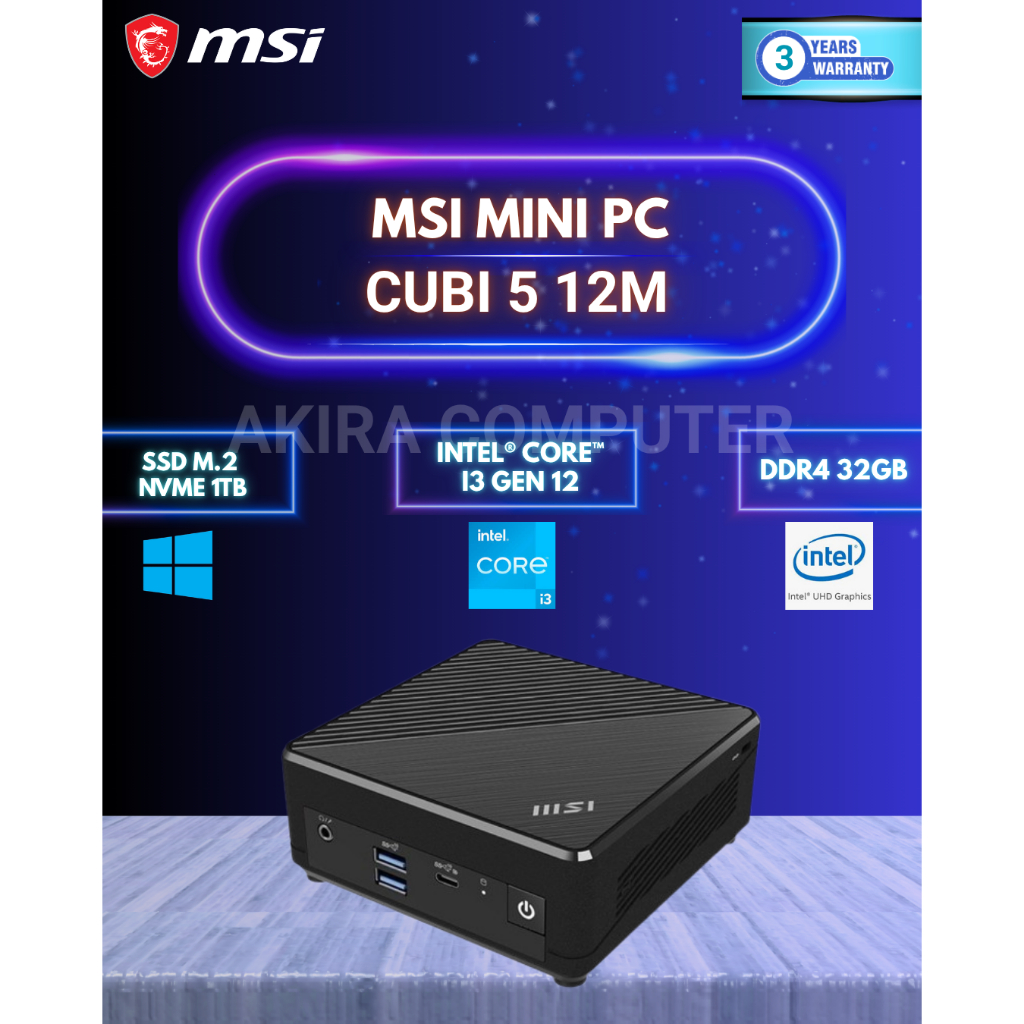 MINI PC MSI I3 GEN 12 FULLSET +WIN 11 +RAM +SSD | MSI CUBI 5 12M | MSI CUBI I3