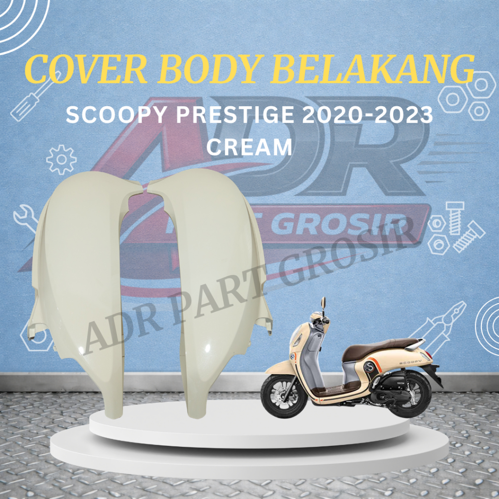 Cover Body Belakang Honda Scoopy Prestige 2020-2023 Bodi Samping Scoopy Prestige K2F KREM Tenshi