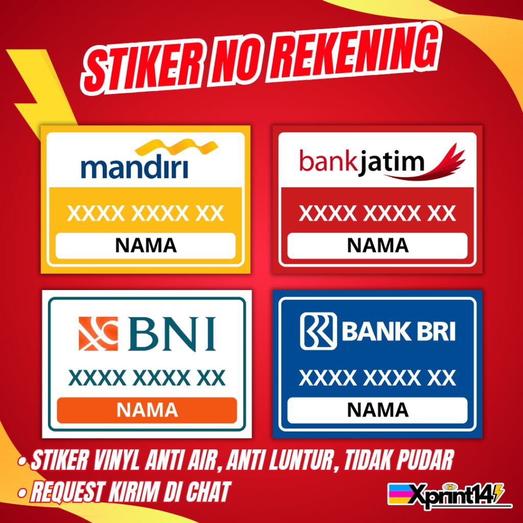 [1 Pcs] Stiker nomor rekening stiker anti air stiker nomor rekening bank