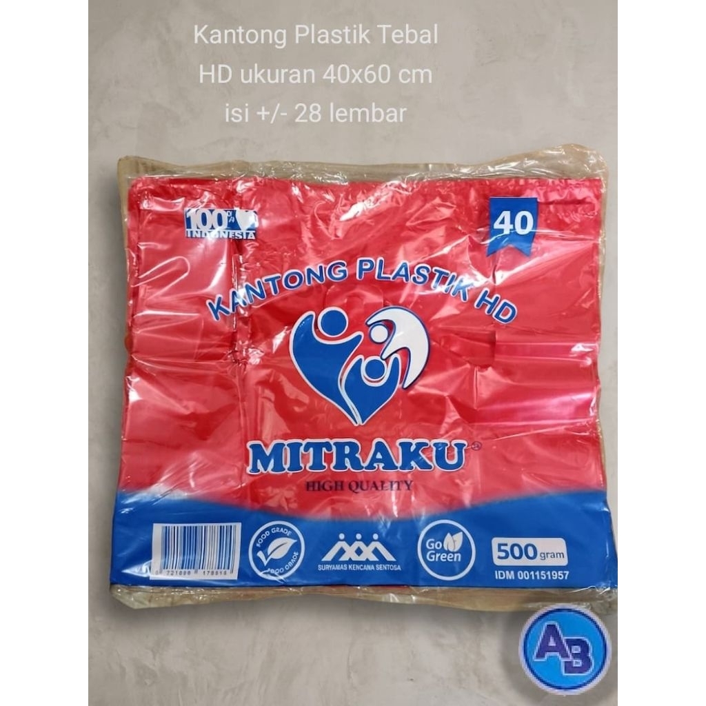 Kantong Plastik Merah Uk.40 Tebal merk Mitraku Kantong Plastik HD merah ukuran 40