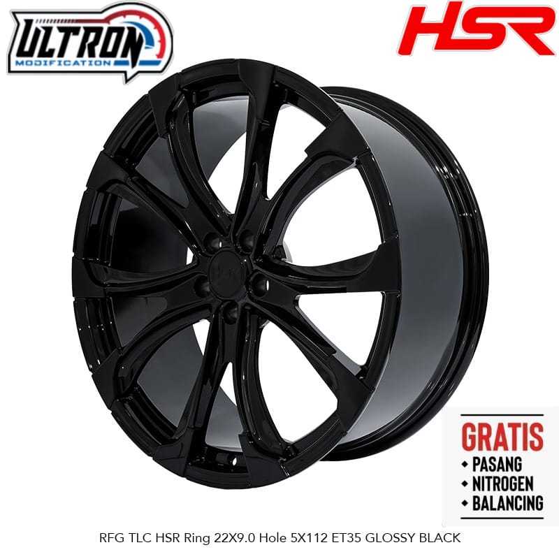 VELG RFG TLC HSR RING 22 LEBAR 9 HOLE/PCD 5X112 ET35 GLOSSY BLACK R22