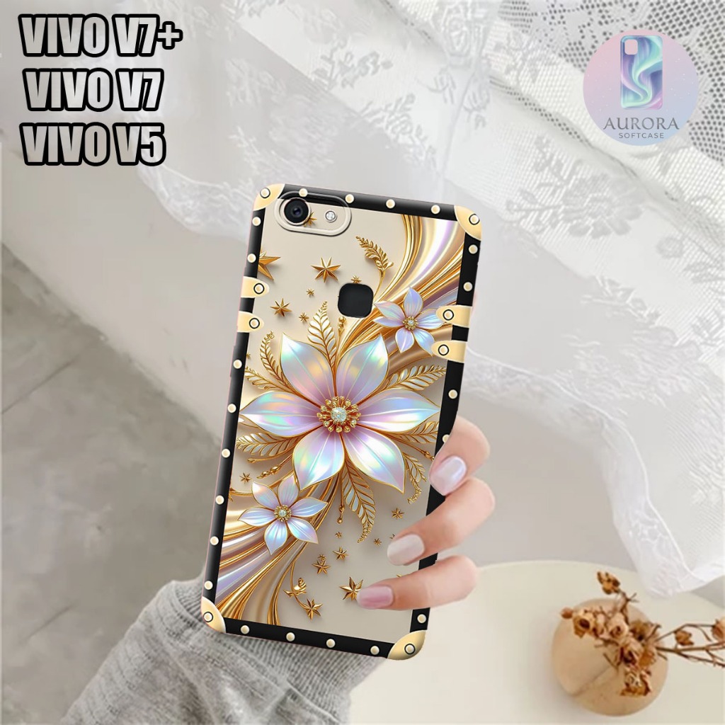 Case Hp Vivo V7 Plus Vivo V7 Vivo v5 Plus - Softcase - Motif Flower Bingkai - K036 - Pelindung Hp - 