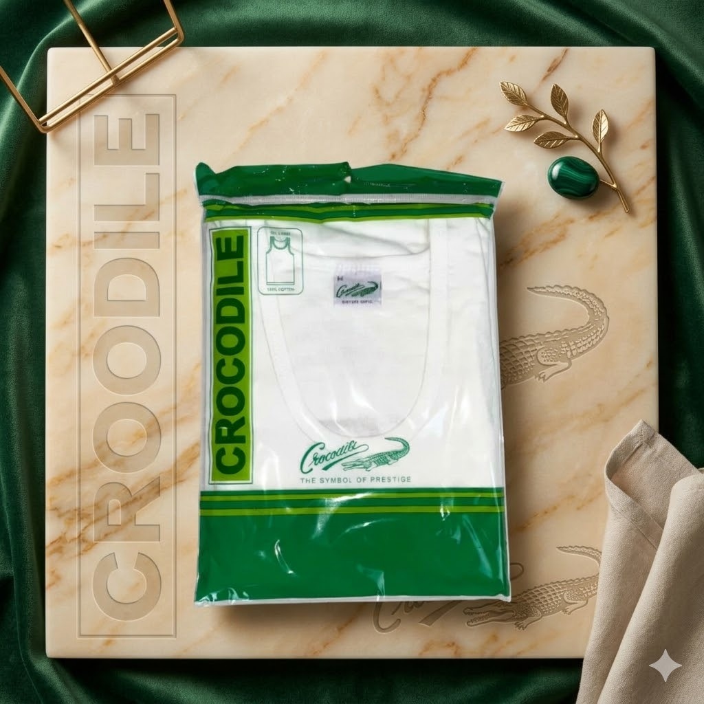 Singlet Putih Crocodile Pria Katun Premium 100% [ 3 Pcs ] Singlet Crocodile 808 - Kaos Dalam Pria Cr