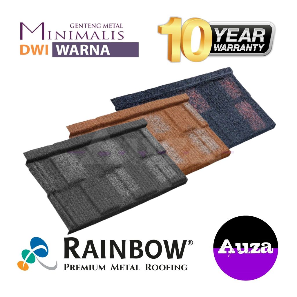 Genteng Metal Pasir Premium 1x4 | Minimalis Dwi Warna Stone-Coated Metal Roofing | Garansi 10 Tahun
