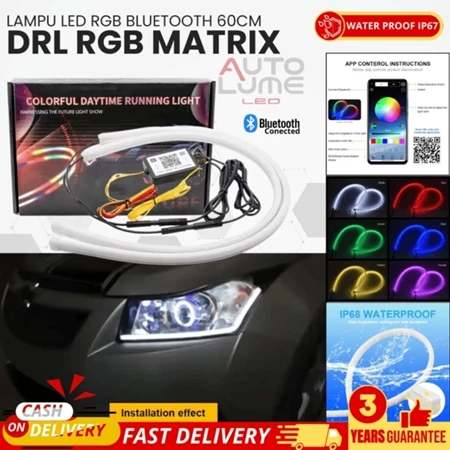 Lampu Alis Running LED RGB Matrix 30cm 45cm 60cm Flexibel Sepasang Alis Rgb plus Modul Universal