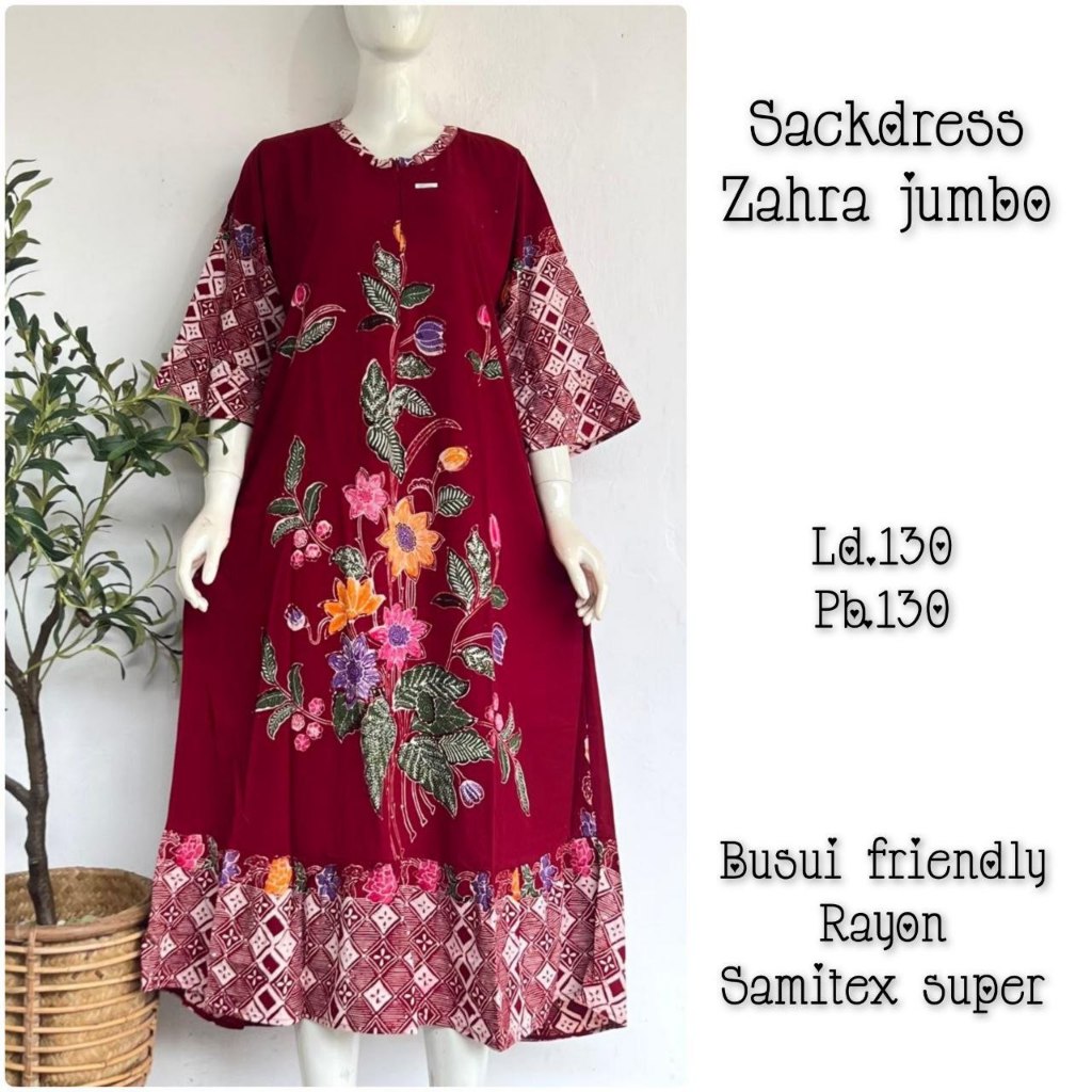 Sackdress Zahra Jumbo Bunga Batik Cap