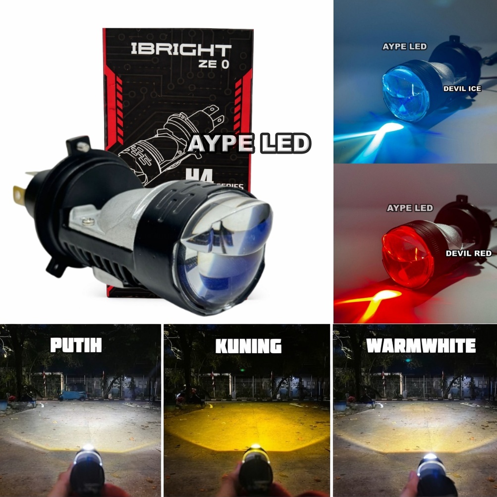 Lampu Utama Mini Biled H4 IBRIGHT ZE 0 3 Warna Cahaya Bluelens Plus Demon Lampu Depan H4 3 Warna Mot