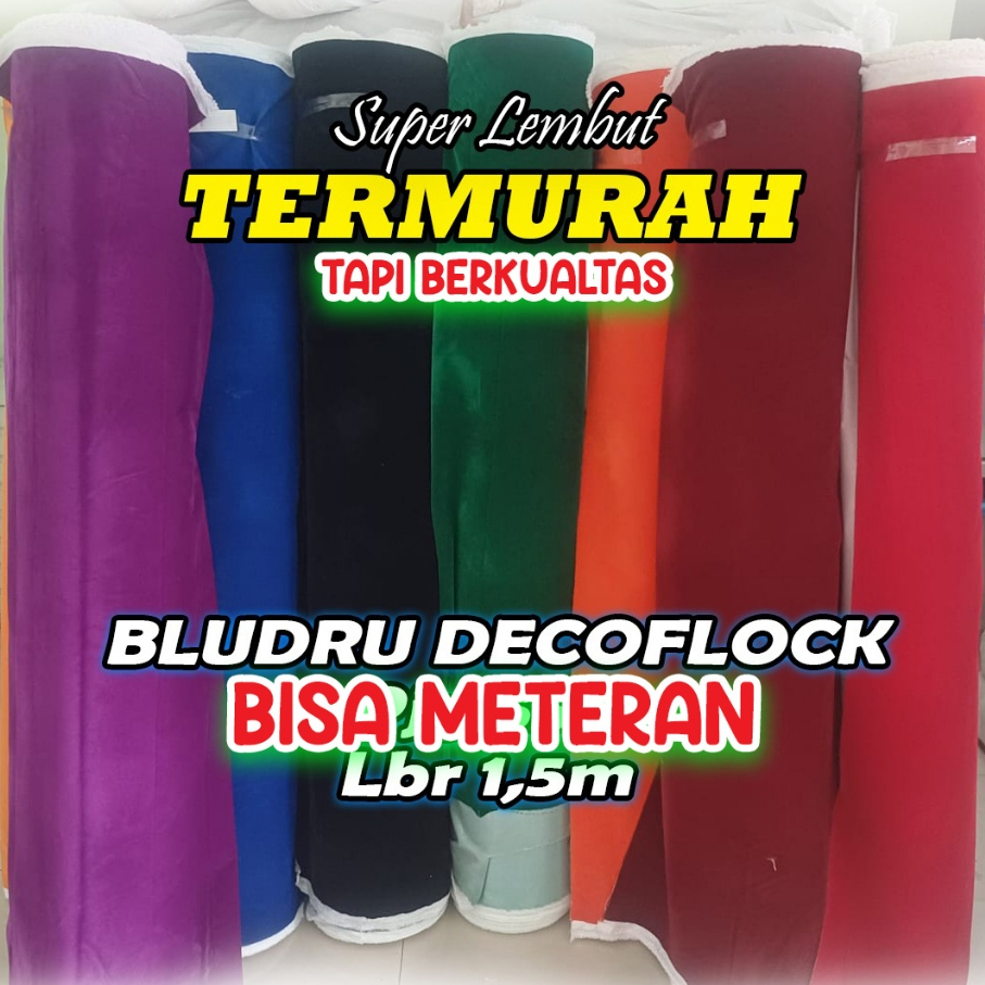 KAIN BLUDRU DECOFLOCK PER METER PREMIUM Kain Bludru/Kain Beludru premium Permeter