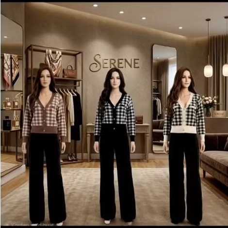 Plaid Cardigan (Knit Premium)/Cardigan Rajut Halus Lembut