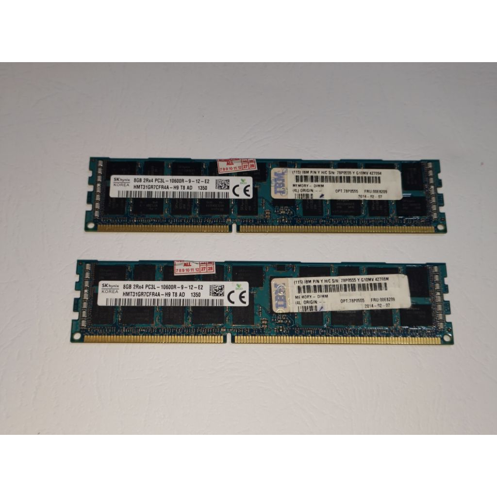 8GB x 2 (16GB Kit) RAM Server DDR3L PC3L-10600R ECC Registered SK hynix