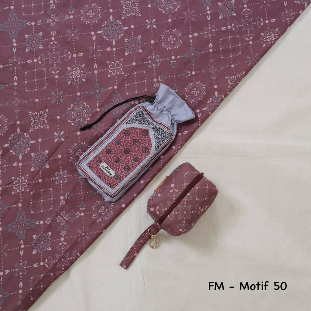 Full Set Mukena Travel Parasut Korea Premium 2in1 + Sajadah traveling Motif Kashmeer