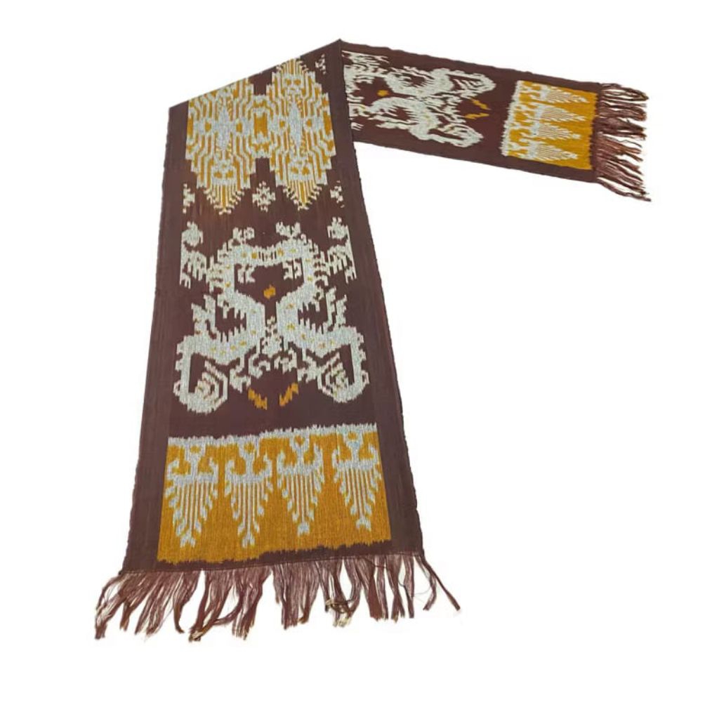 Kain_Usang | Syal Tenun Sumba NTT Coklat | Scarf Tenun Etnik | Tenun Ikat Halusan | Kain Tenun Jepar