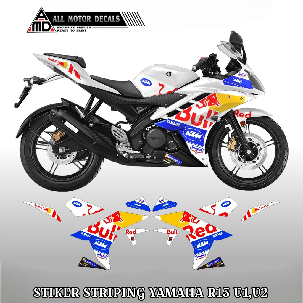 STRIPING YAMAHA R15 V2  / DECAL STIKER MOTOR YZF R15 V1, V2 / AKSESORIS STICKER MINIMALIS R15V2