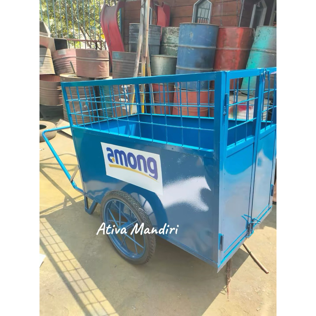Gerobak Sampah Dorong Besi bisa custom ukuran, warna dan logo perusahaan