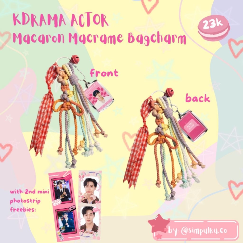 KDRAMA ACTOR MACARON Handmade Macrame Keychain Bagcharm Akrilik Photo Insert Paper Custom