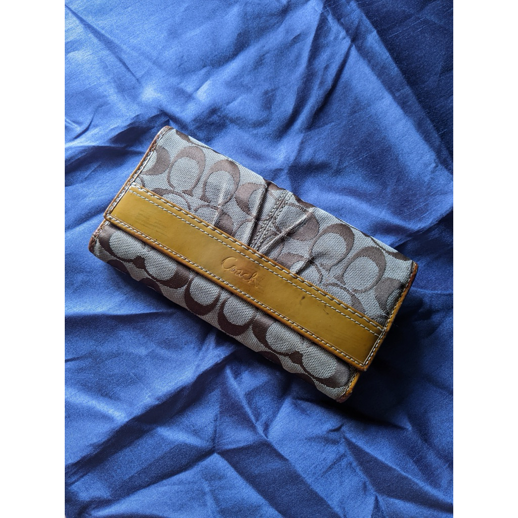dompet Vintage Coach Signature Brown and Tan Wallet preloved