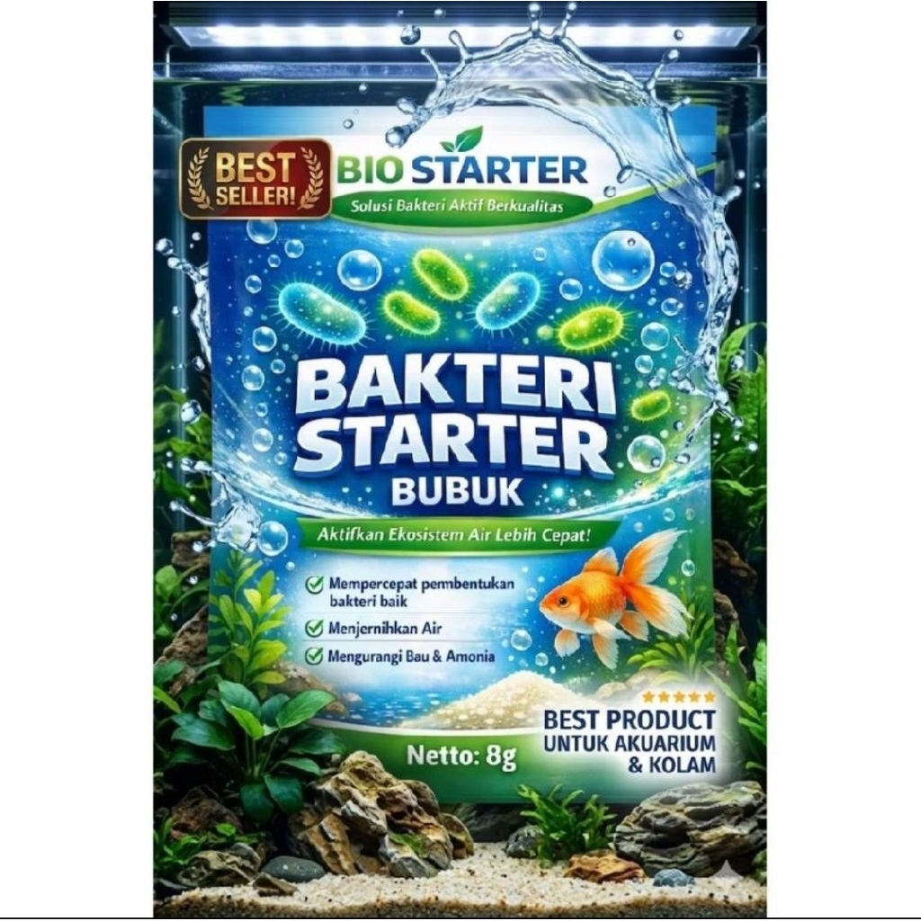BIO STARTER // Bakteri starter Bubuk aquarium (solusi air jernih & Ekosistem Sehat)