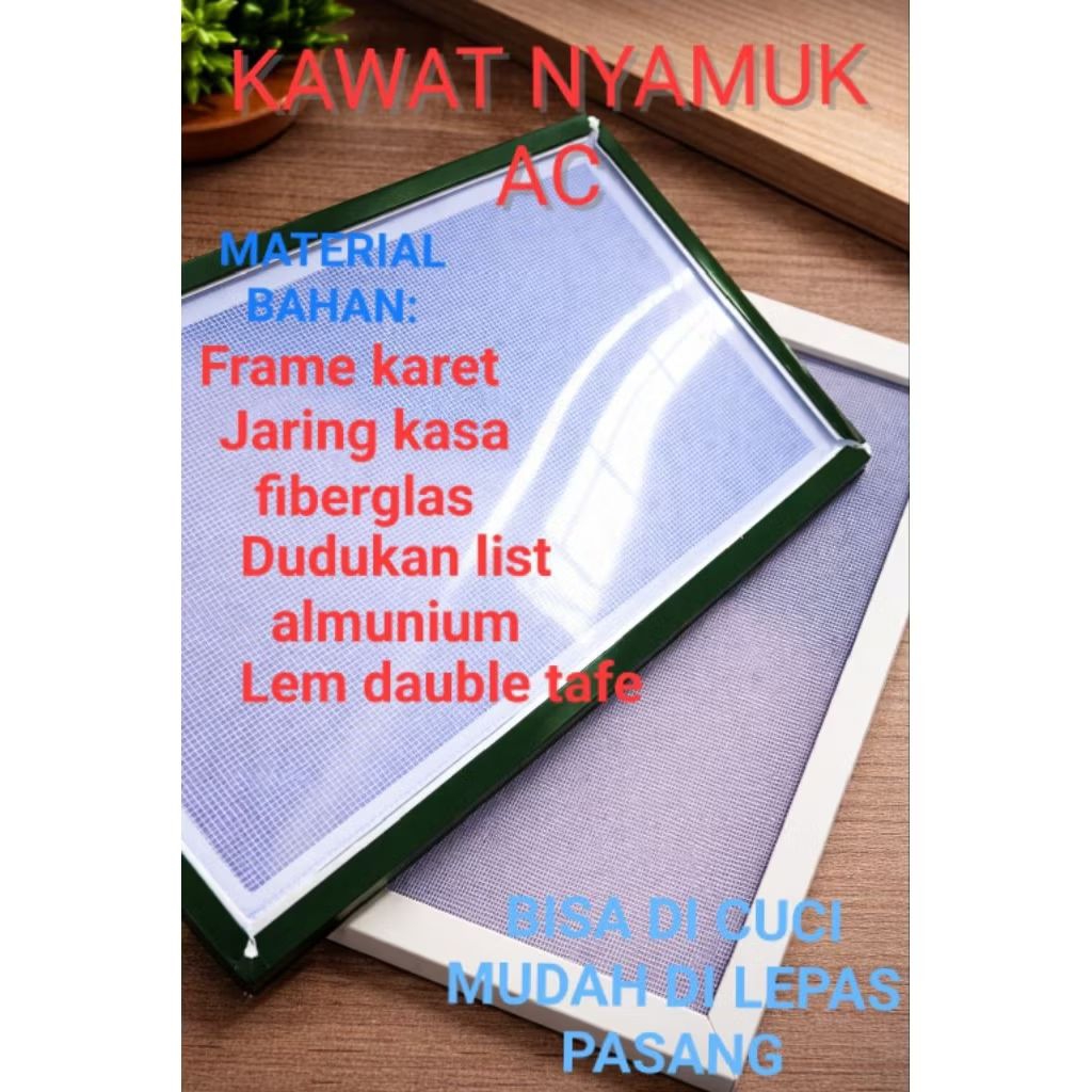 kawat nyamuk ac frame karet kasa fiber glas