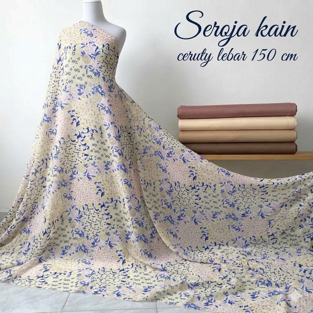 Kain Sifon Ceruty Motif Abstrak - Lebar 150cm Spt