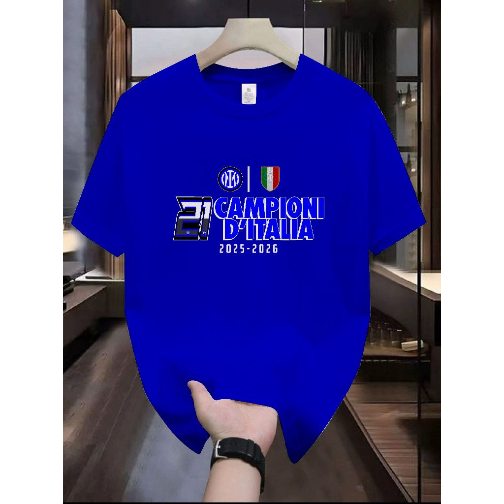 Big Size (S-5XL) Kaos Scudetto Inter JUARA KE21 | Kaos Championi D italia2026 Inter Milan | Kaos SCu