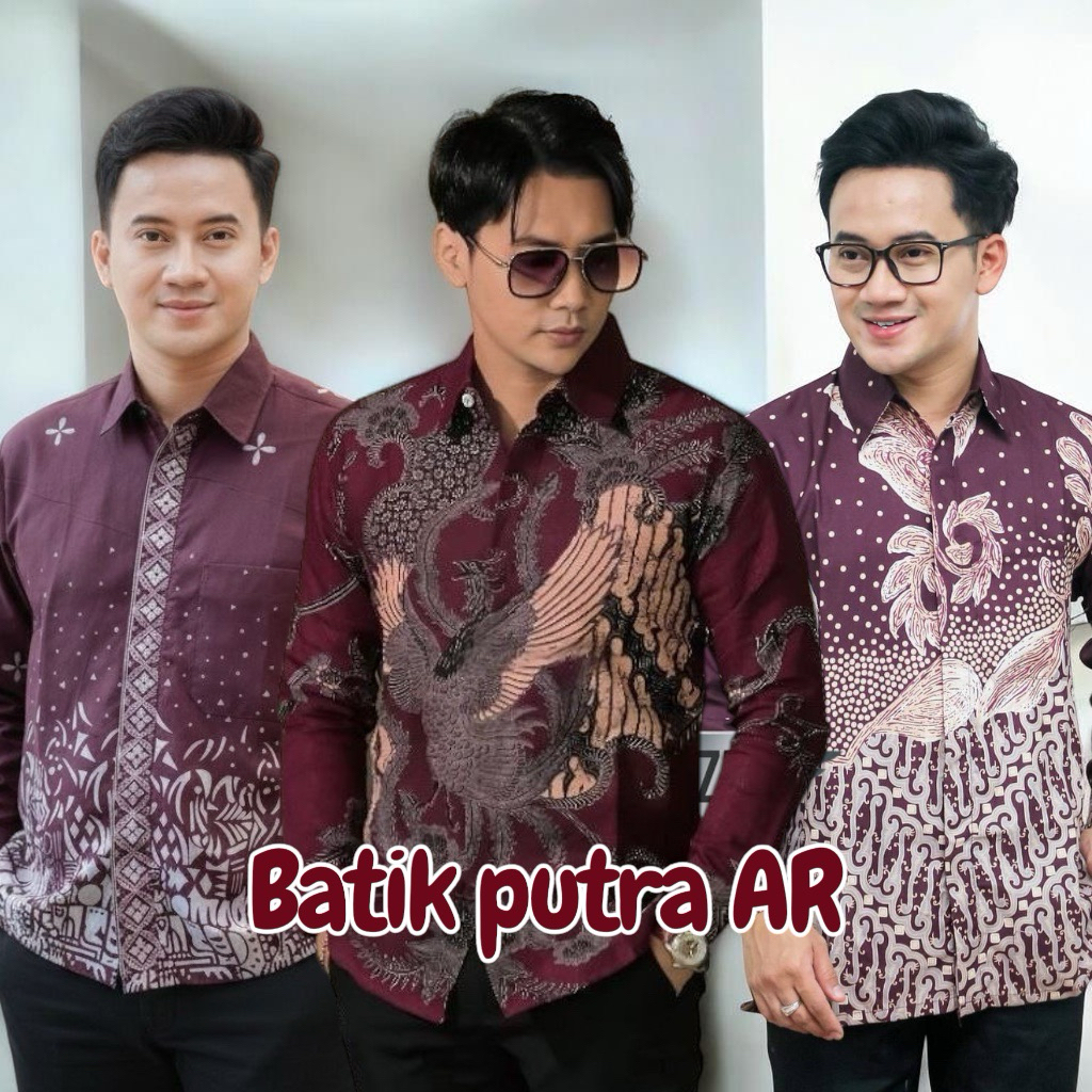 Atasan Lakilaki Remaja Kemej Formal Barik Cowok Batik Pria Lengan Panjang Premium Kameja Bathik Keki