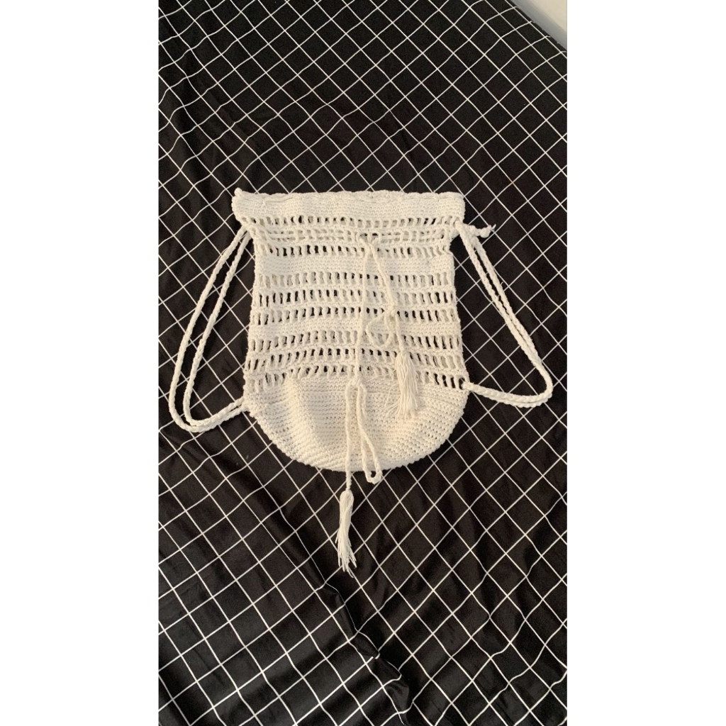 Preloved Tas Rajut | Tas Rajut Warna Putih