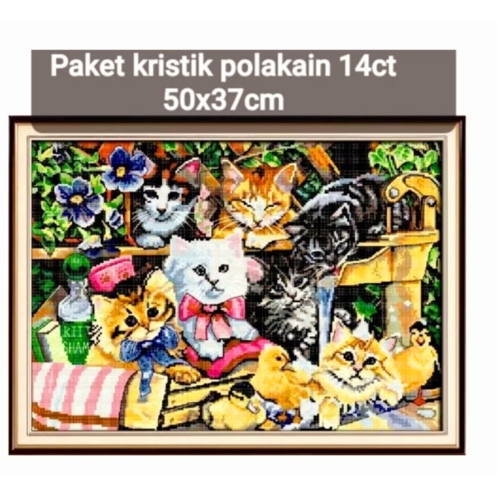 DIY Paket kristik cats aneka kucing ras pola kain cross stitch 14ct nkf
