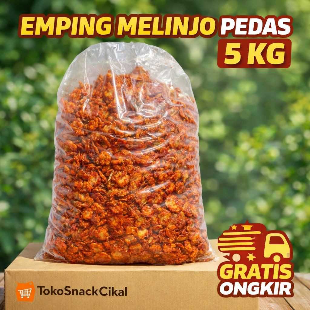 Emping melinjo pedas manis 1 dus 5Kg