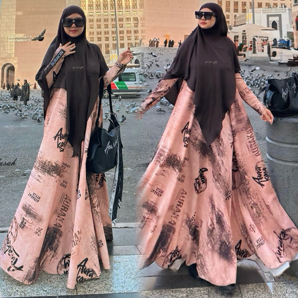 AURAKAY GAMIS DRESS INDASAH SET HIJAB ORI BY AURAKAY