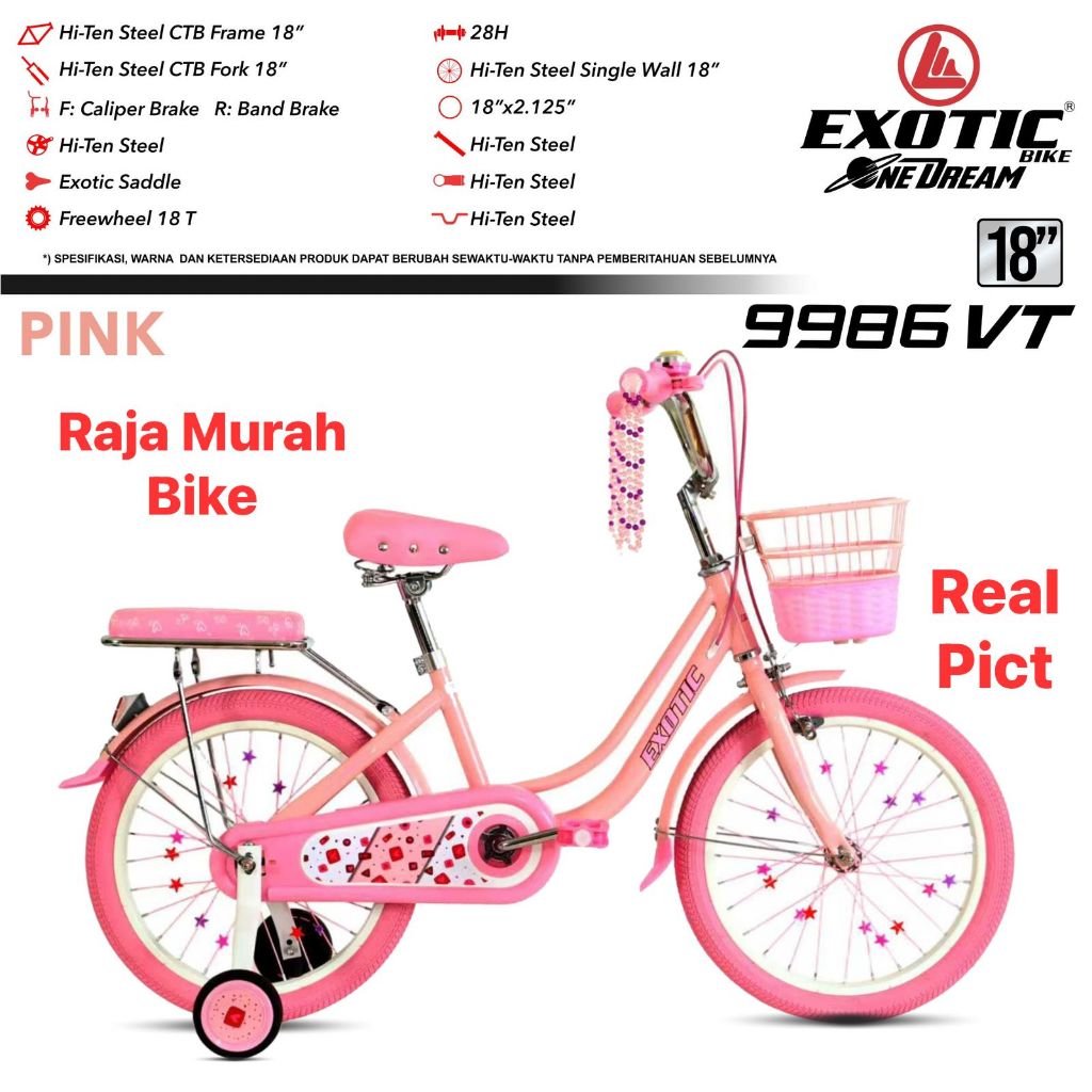 Sepeda Anak Perempuan Mini 18 Inch Exotic 9986 VT Sepeda Anak Exotic ET-9986 VT 18 Inch