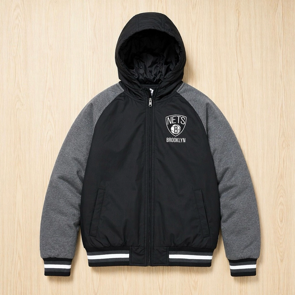 Varsity jacket hooded Nba Brooklyn nets Black Original