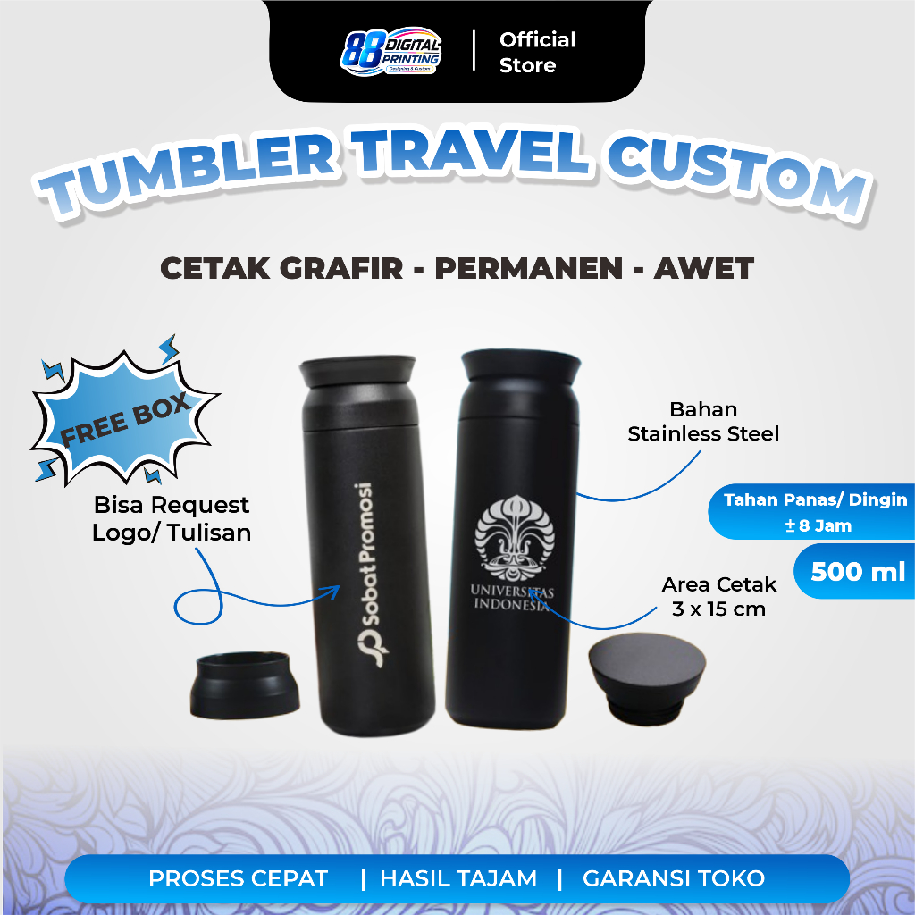 Custom Tumbler TRAVEL Estetik Kado Botol Souvenir Pernikahan Tumbler Grafir
