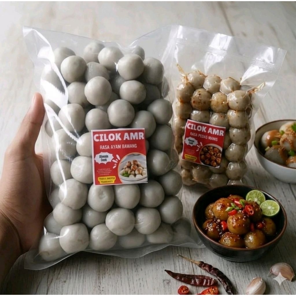 Cilok Isi Ayam Bawang, 100pcs Ukuran Sedang Cilok Kuah, Cilok Goang, Vacum