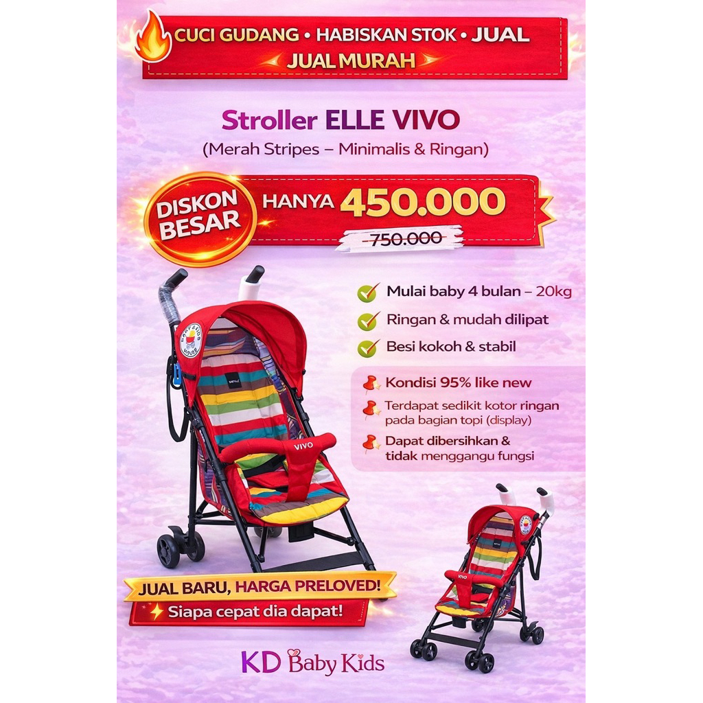 STROLER BABYELLE| STROLER VIVO| BABYELLE| STROLER MURAH| CUCI GUDANG|KDGallery