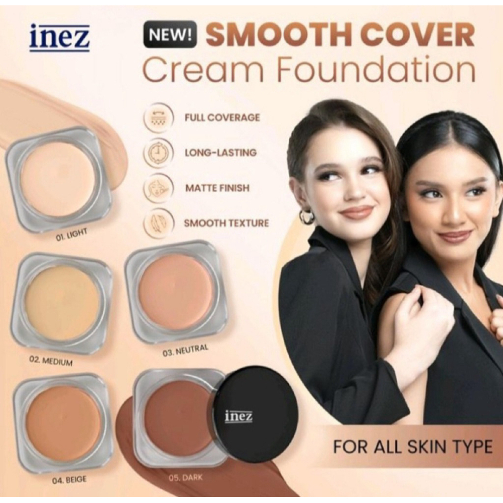 inez smooth cover foundation  01 natural ( bedak basah awet , glowing menutup flek )