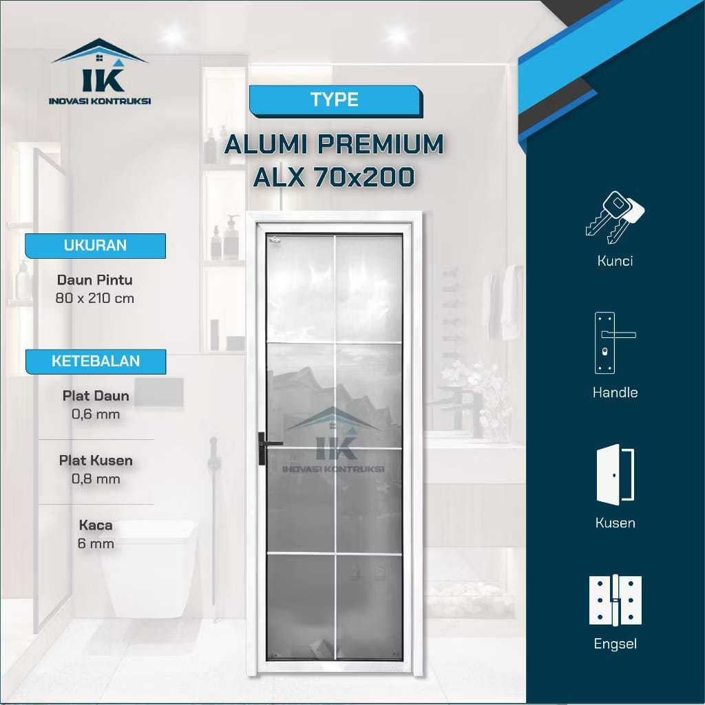 NARAHOME DECO -  (ALX 70X200) Set Pintu Aluminium Pintu Kamar Mandi Toilet WC Kusen Set Tebal Motif 