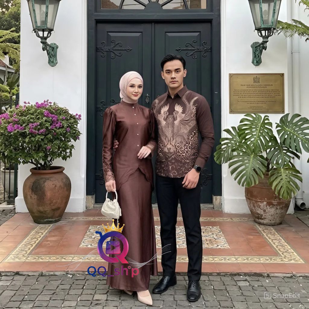 Vina Dress dan ayuna Dress Couple Baju Sarimbit Pasangan Kondangan Kemeja Gamis Muslim Lebaran 2026