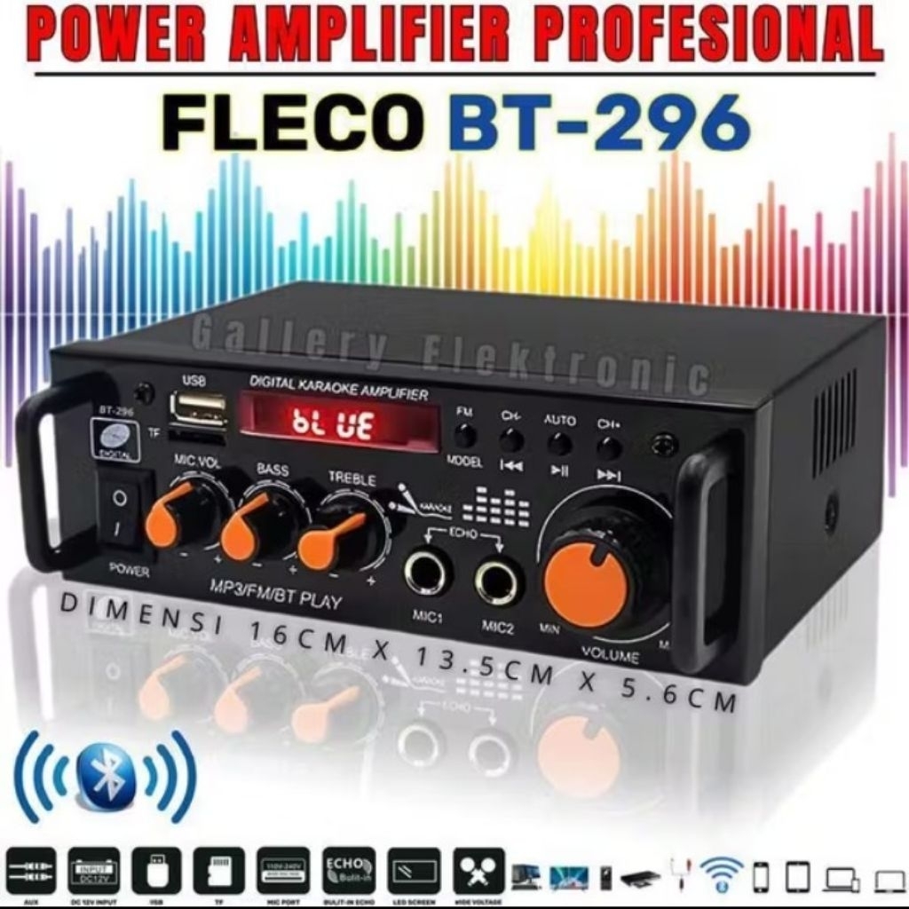 POWER AMPLIFIER FLECO 296 TERBARU 2026 AMPLIFIER BLUETOOTH KARAOKE SUBWOOFER SUPER BASS