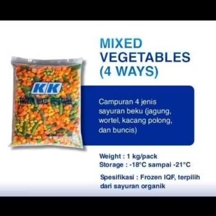 mixed vegetables (4ways) kk brand