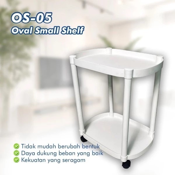 Meja Kecil Oval Samping Sofa Dengan Roda Meja Sudut Plastik Minimalis Rak Dua lapis