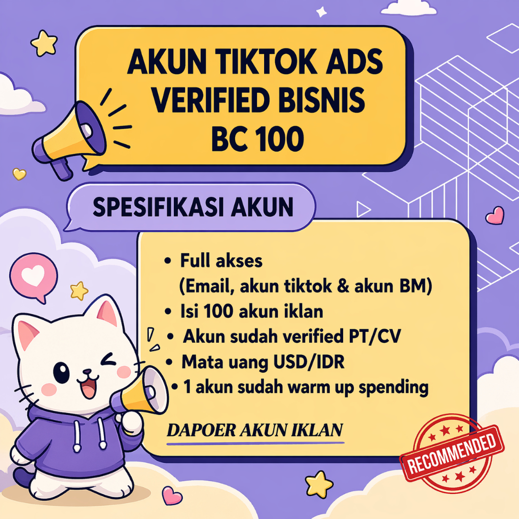AKUN TIKTOK ADS VERIFIED ISI 100 AKUN IKLAN